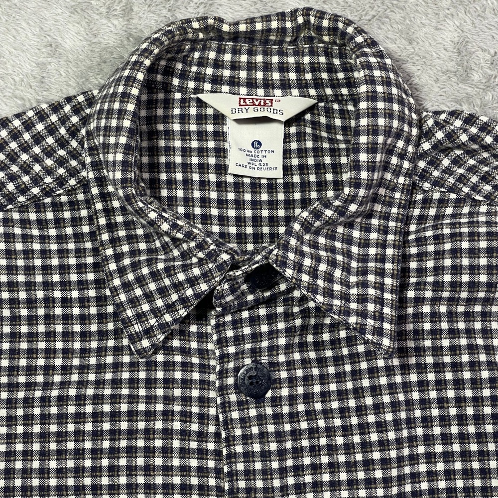 Levi's Dry Goods Plaid Flannel Shirt Long Sleeve Checkered Teen's Large Casual